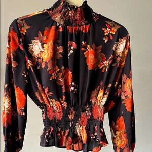 Floral Black and Red Women's Top